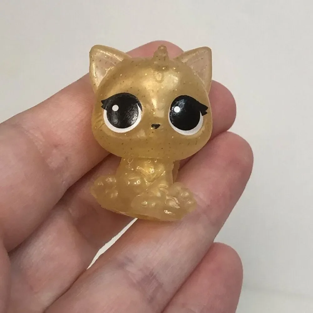 rainbowcorn‎ kitty corn yellow glitter cat 1 1/2 inches toy cat figure